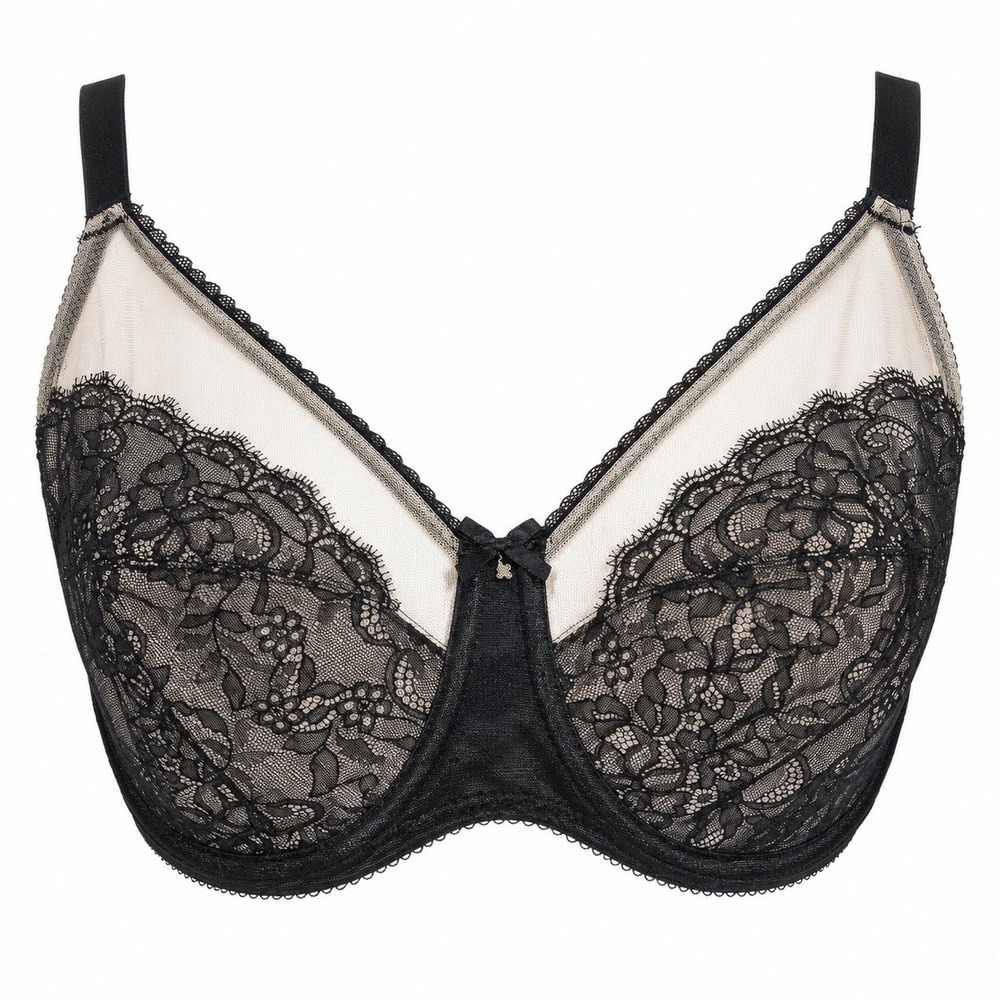 Wacoal‎ 38DDD Black Lace Sheer Mesh Underwire Bra Unlined Floral Lingerie